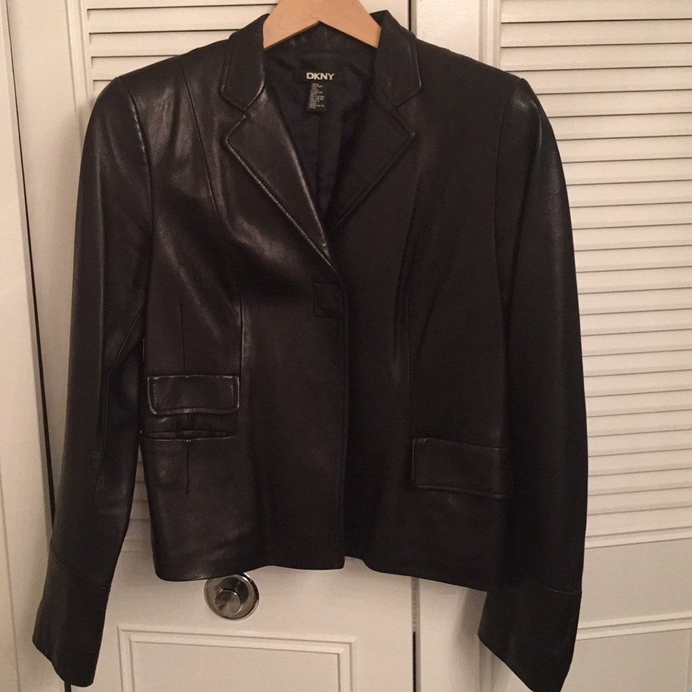 Black leather DKNY jacket